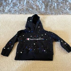 Champion paint-splatter hoodie. Size 2T.